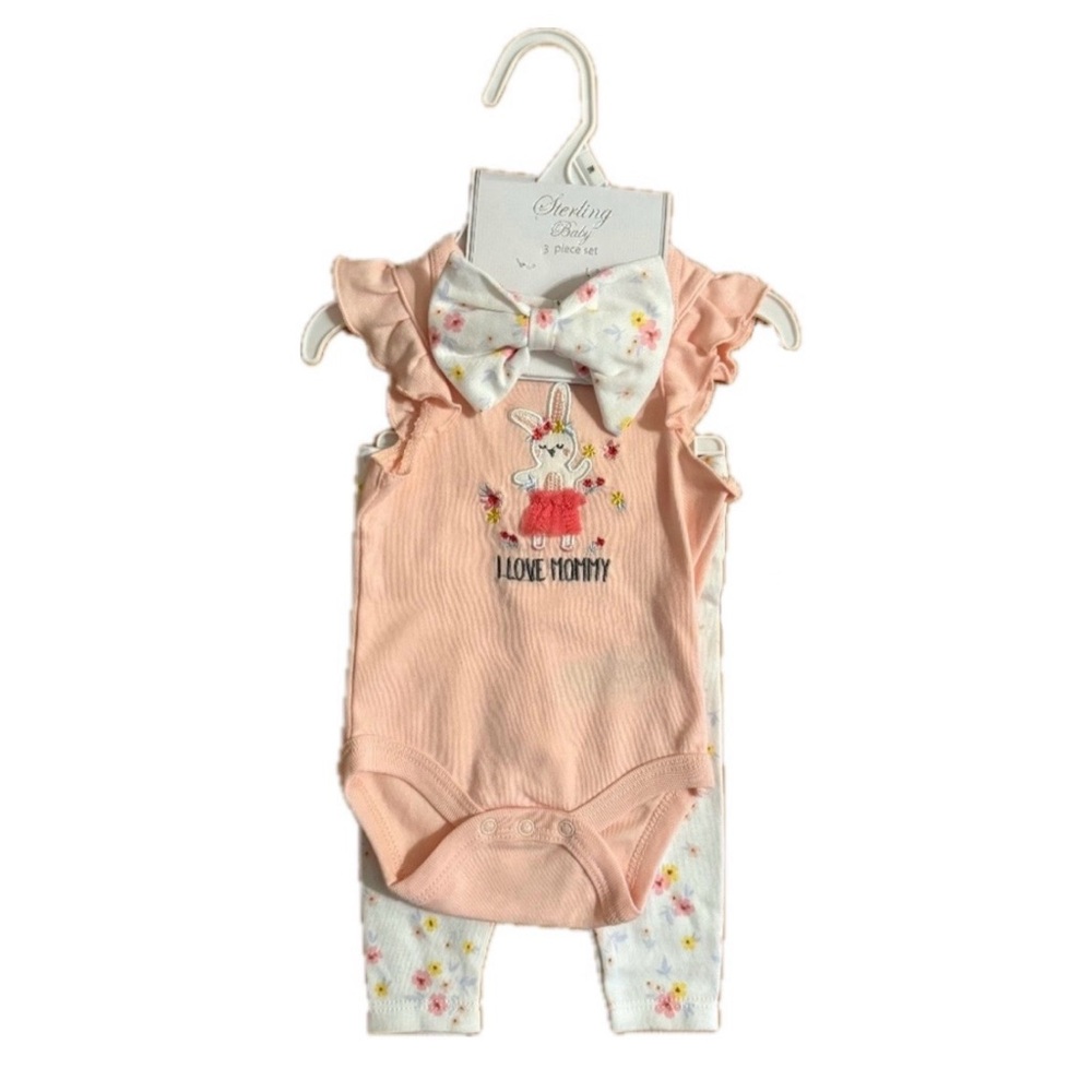 Sterling Baby 3 Piece Baby Girl Outfit Set